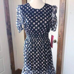 NWT Betsy Johnson Pink and Black Polka Dot Dress Size 0